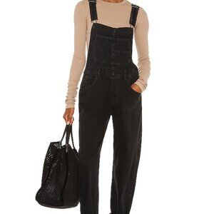 Free People Black Denim Overalls